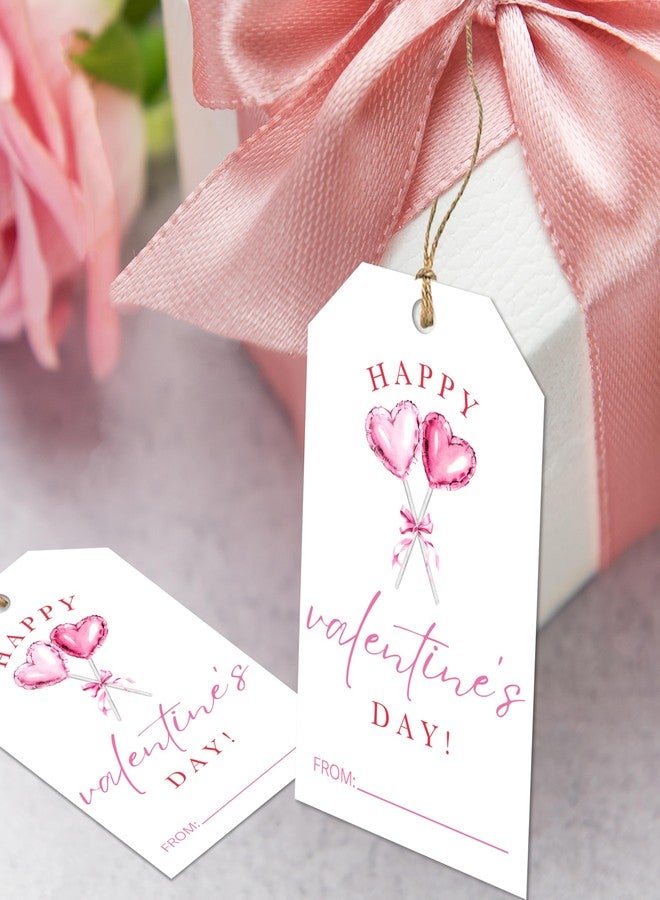 Cazhes Valentine's Day Paper Gift Tags, 50 Pcs Valentine Name Tag with String for Gifts Bags, Heart Lollipop Holiday Presents Wrapping for Party Decoration Supplies - C03 - Image 1